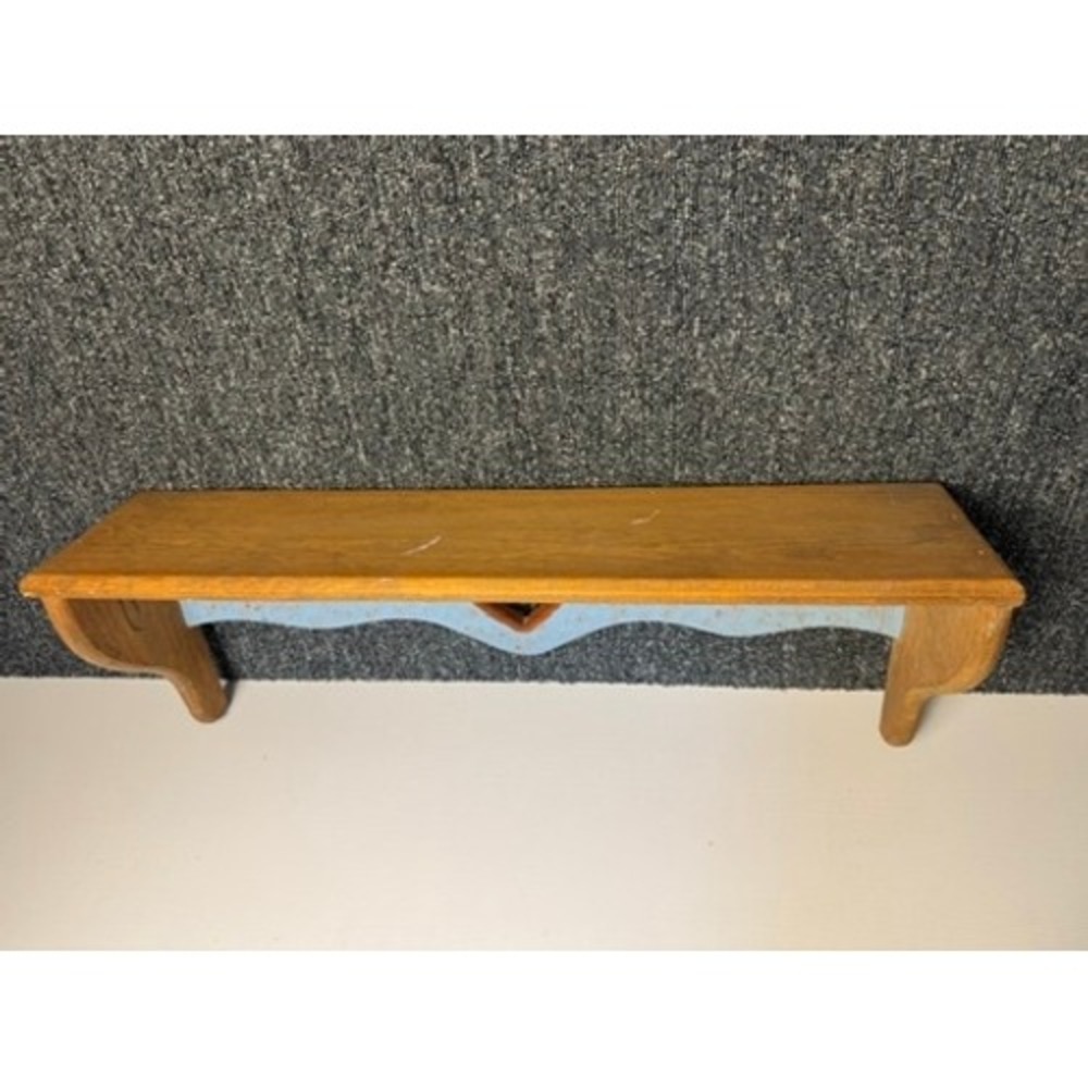 Vintage Wood Heart Cutout Wall Shelf Blue Distressed Country Cottagecore GUC - Picture 3 of 9